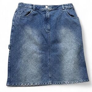 Vintage 90s Valerie Stevens Knee Length Carpenter Denim Skirt, Women's Size 8P